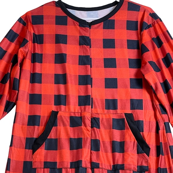 Christmas Pajamas Onesie Buffalo Plaid Large - Picture 6 of 9